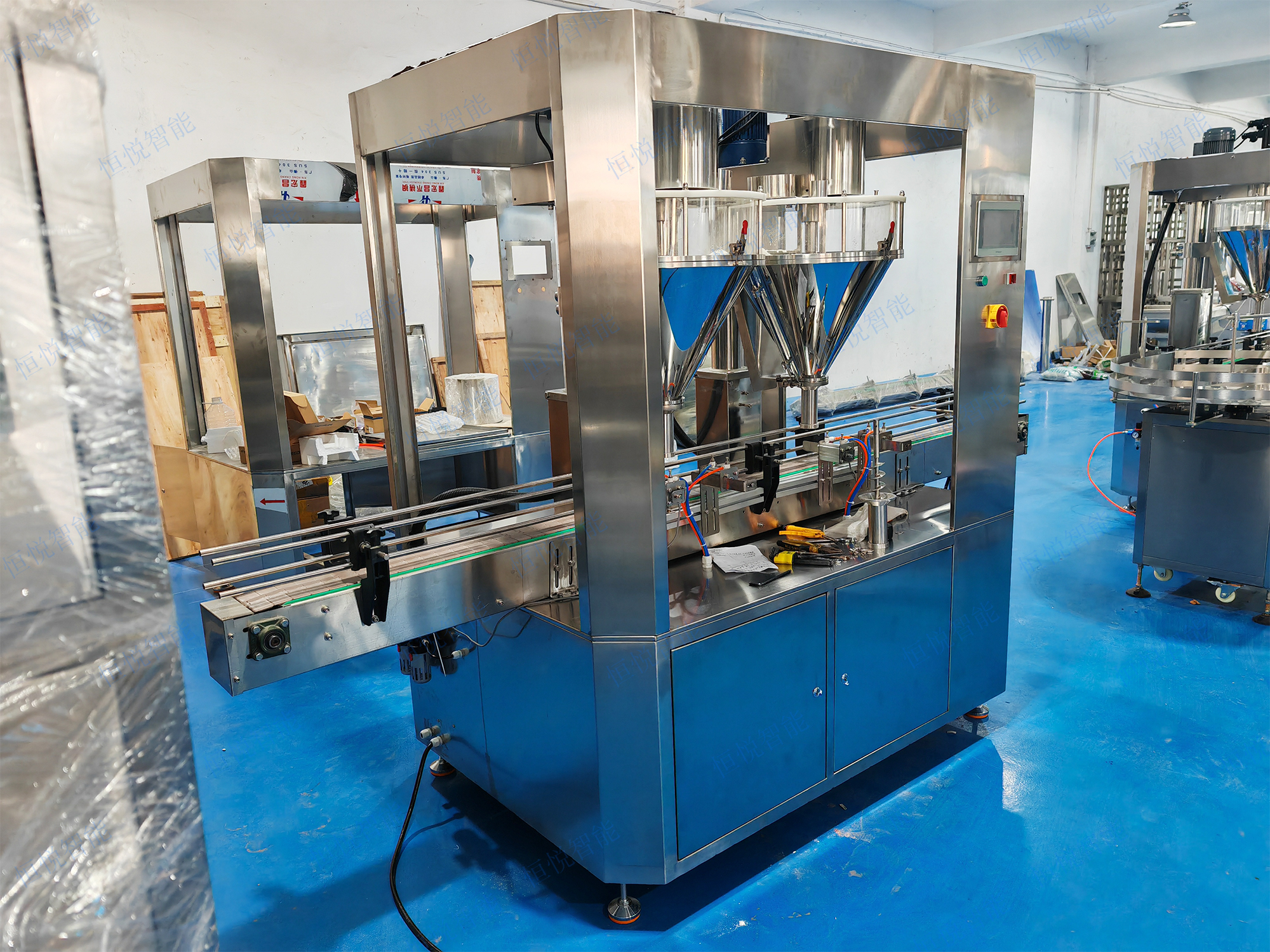 粉劑雙頭全自動灌裝機，高效運行潔淨包裝